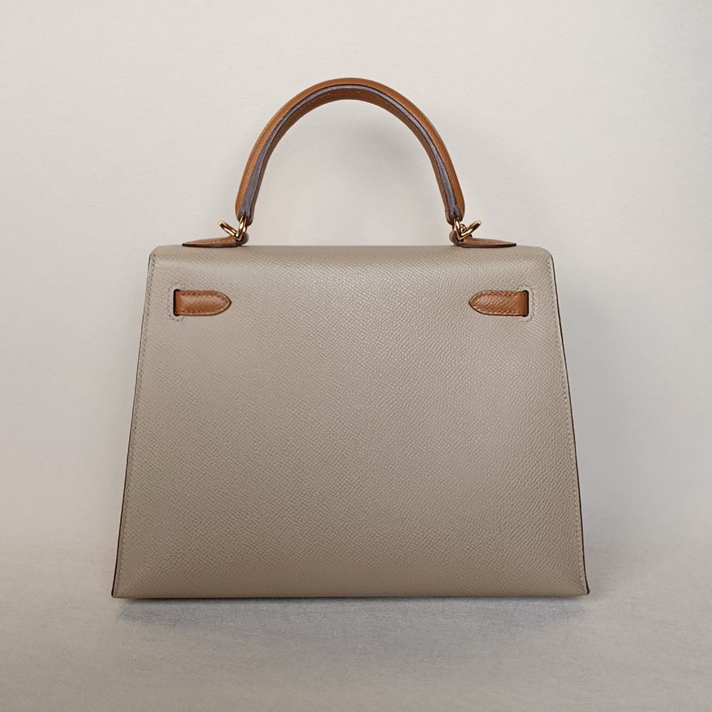 HERMÈS HSS KELLY II 25CM BAG IN CRAIE AND GOLD EPSOM LEATHER WITH PALLADIUM HARDWARE