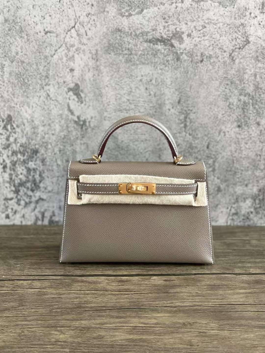 Hermès Mini Kelly II Etoupe Epsom with Gold Hardware