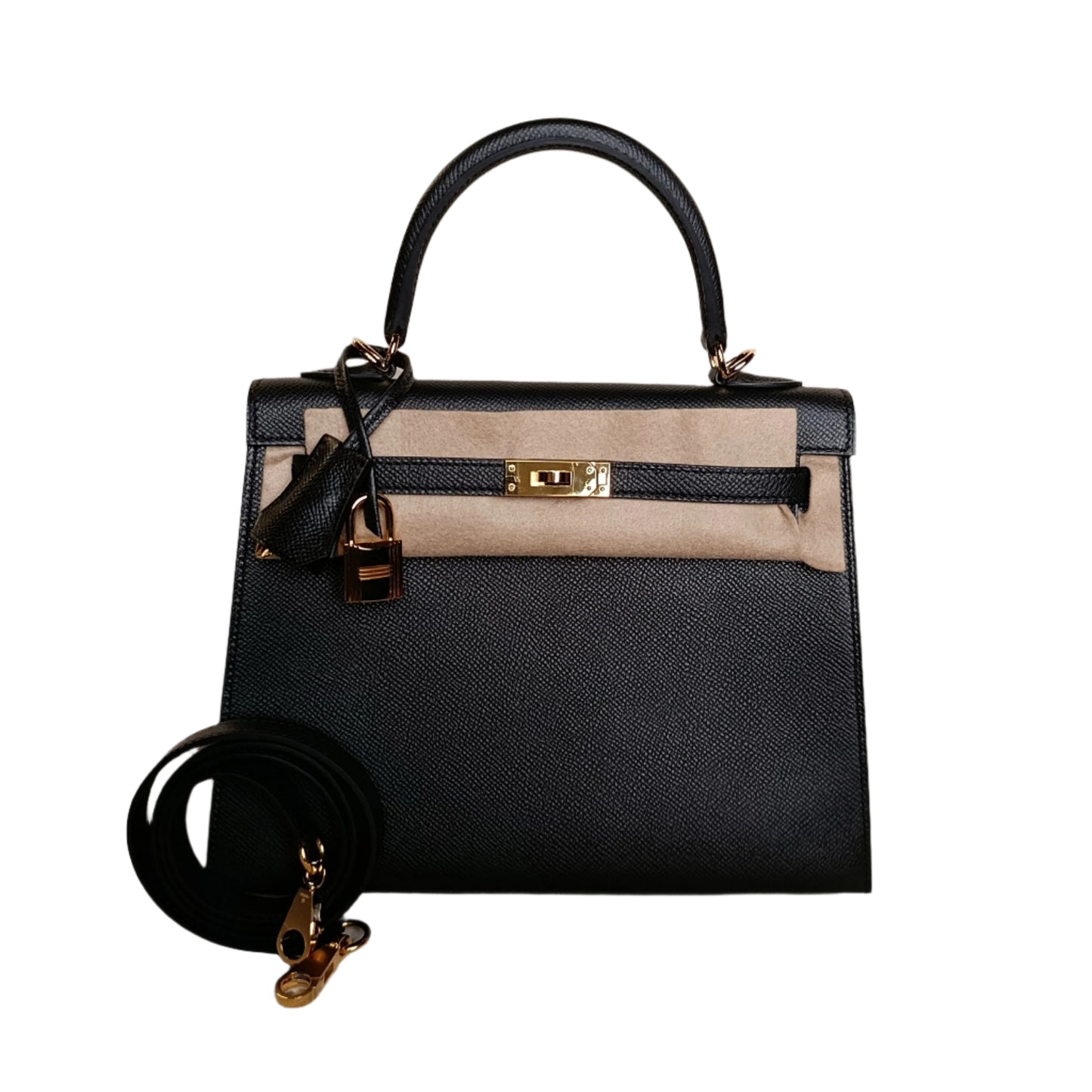Hermès Kelly 25 /Black / Epsom/ Golden Accessories