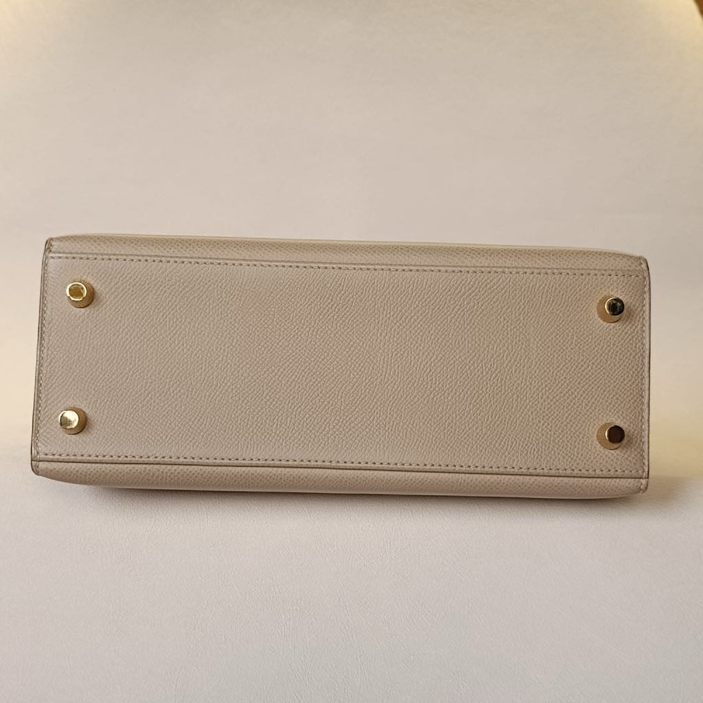 HERMÈS HSS KELLY II 25CM BAG IN CRAIE AND GOLD EPSOM LEATHER WITH PALLADIUM HARDWARE