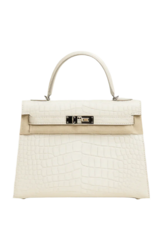 Hermès Mini Kelly II Boreal Satine Nata Alligator with Palladium Hardware