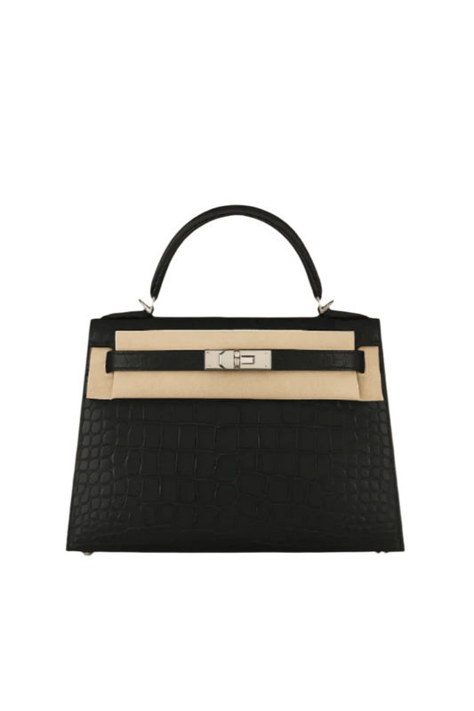 Hermès Mini Kelly II Crocodile/Black Matte Alligator with Palladium Hardware